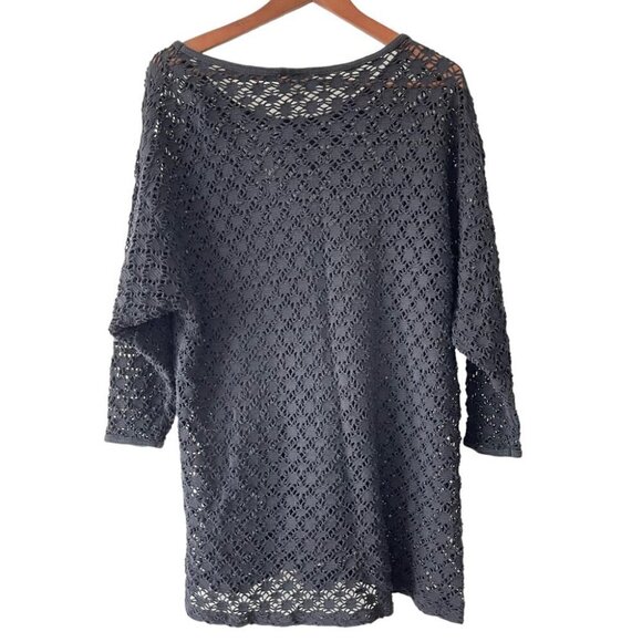 Vintage ELAN USA Crochet Beach Coverup OS Black - Picture 2 of 7